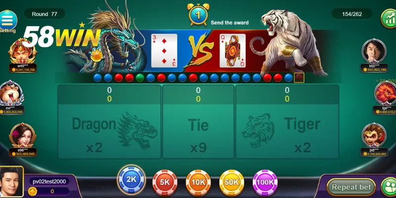 Các biến thể phổ biến trong trò chơi rồng hổ 58WIN